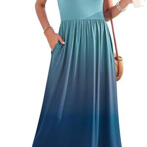 Women's Summer Maxi Dress Casual Sleeveless Beach Sundress Tropical Long Dress